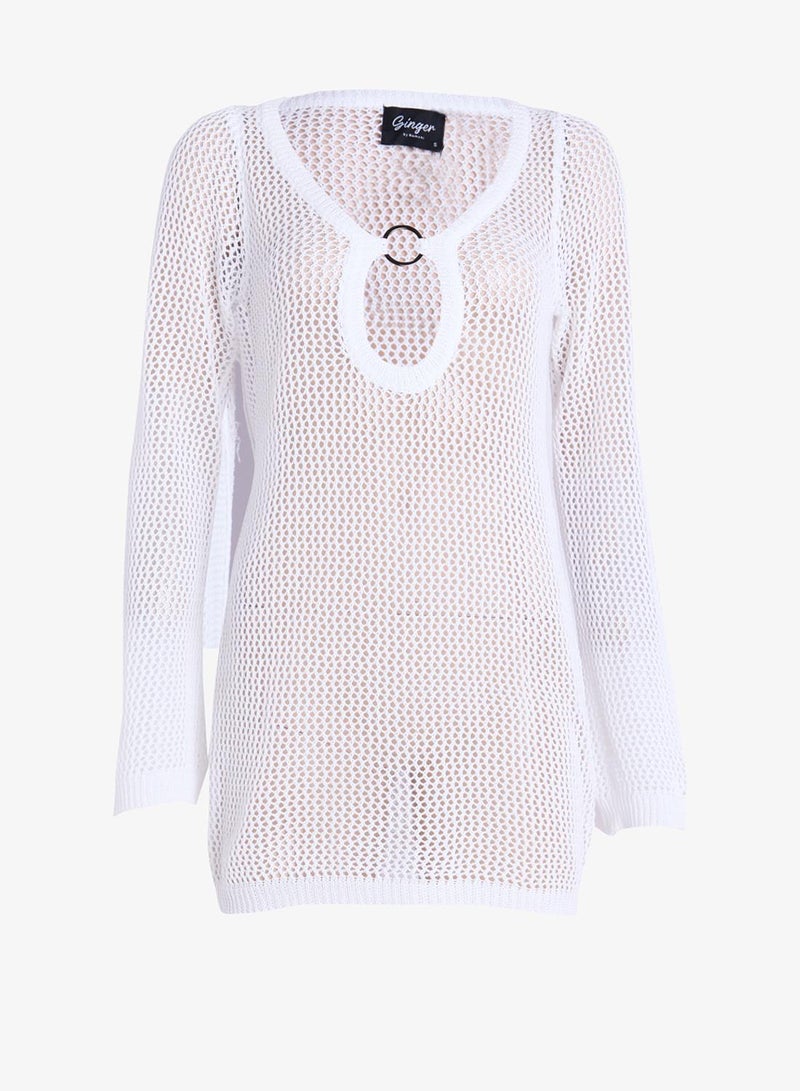 جينجر فستان قصير كروشيه بتفاصيل رينجر - Image 5